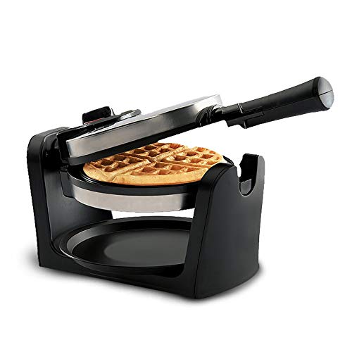 Waffeleisen Rotierend Vollautomatisch Backen Muffin Maker Waffel Rotierend Backgeschirr Doppelschicht Anti-Überlauf Design 950W,Schwarz