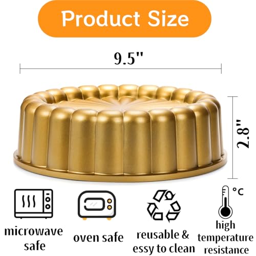 Image of Goaste 9.5 Inch Charlotte Cake Pan, Reusable Fluted Mold, Nonstick Aluminium With Flower Shape for Cheese, Chocolate, Strawberry Shortcake, Brownie Tart Pie