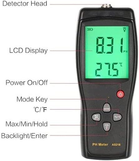 PH Meter Smart Sensor AS218 Digital Range 0.00~14.00pH Soil PH Tester Water PH Acidity Meter LCD Display Liquid