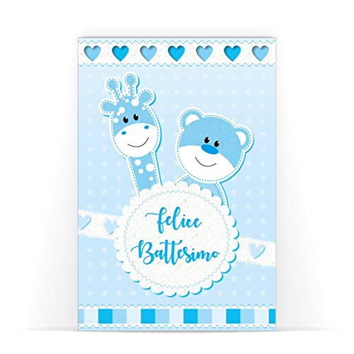 Biglietto BATTESIMO BIMBO BAMBINO auguri | busta regalo abbinata |...
