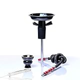 Höhe: 250 mm. Shisha Hooksh Set/Kit Tragbar Portable Aluminium mit Kamin Keramik Rohr Stange Kohlenklammer Geeignet für die Meisten Plastikflaschen Glasflasche Wein Champagner– Schwarz