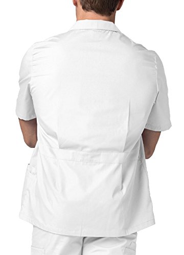 Adar Universal Scrubs for Men - Zippered Short Sleeved Scrub Jacket - 607 - White - M