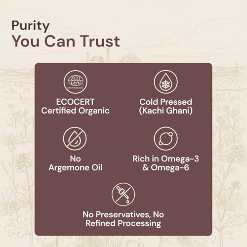 Image of Maharishi Ayurveda Organic Certified Mustard Oil | Cold-Pressed Kachi Ghani Sarson Oil | Supports Digestion, Circulation & Daily Cooking | 1 L