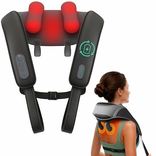 Image of Snailax Cordless Neck Shoulder Massager with Soothing Heat, 2026 Upgraded 4D Deep Tissue Kneading, Shiatsu Massager Pillow for Neck, Traps, Back, Wearable Hand-Free Straps, Gifts for Men Women Mom Dad