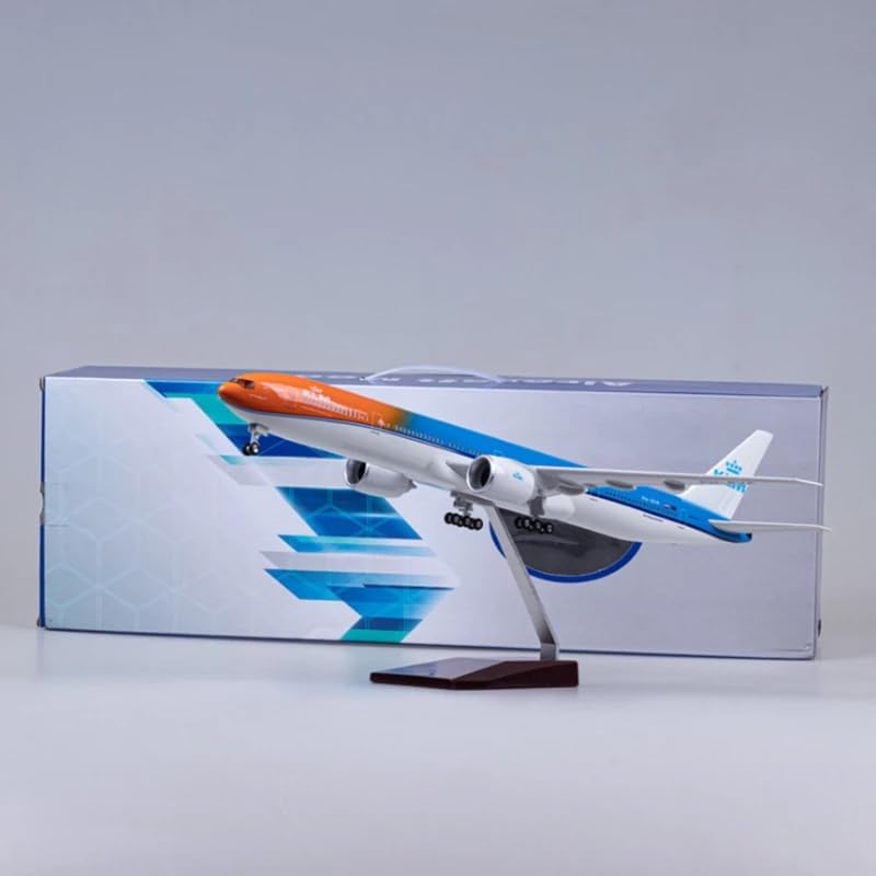 1/157 Scale 47 CM (18.5 inches Long) KLM's Iconic B777 Airplane Model Kit with Table Stand for Aviation Enthusiast Gift or Display Decorations