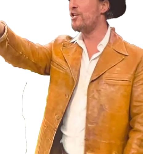 Men's Matthew Mcconaughey Brown Leather Jacket - Brown Buttoned Real Leather Coat Blazer2