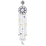 Crystal Chandelier Wind Chime,Glass Rainbow Suncatcher,Blue Evil Eye Wall Hanging Ornament
