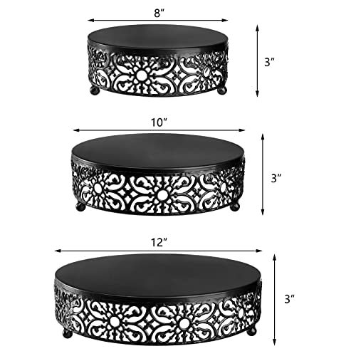 Hedume Set of 3 Metal Cake Stand, Black Round Cake Stand, 8\" 10\" 12\" Dessert Cupcake Pastry Candy Display Plate for Wedding, Event, Birthday Party