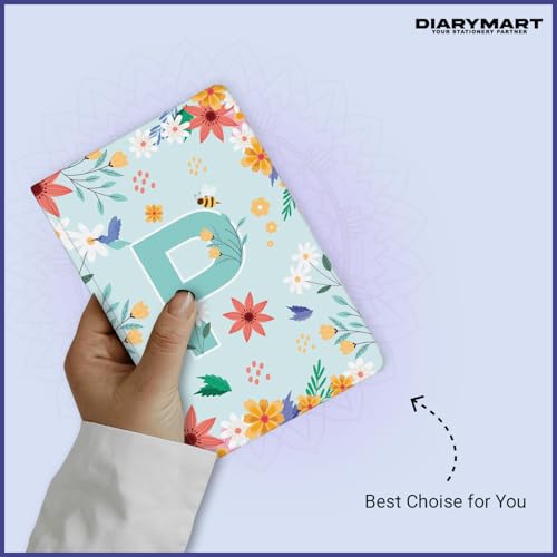 Image of Initial P Premium Soft Bound Notebook Diary for Girls and Women (B6, 90 GSM, 160 Ruled Pages) Floral Design Notebook Journal Diary