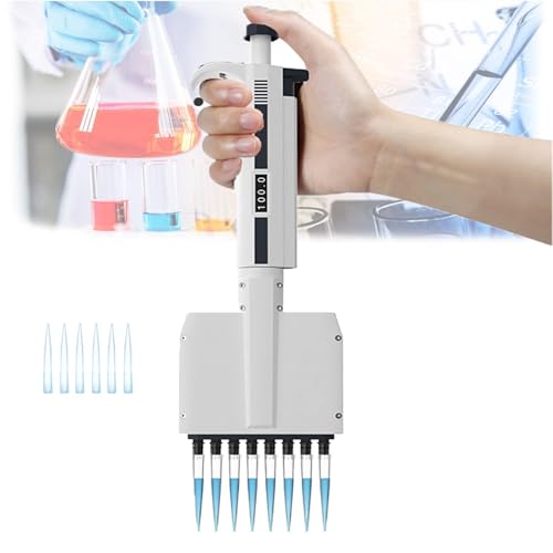 Micropipeta multicanal con punta de rotación de 360° y función de soplado, pipeta ajustable de 8 canales para laboratorio y uso educativo