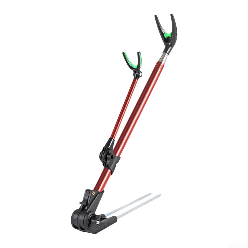 TDCuizent Adjustable Fishing Rod Holder Stand 304 Stainless Steel Bank with Ground Spike Rotatable Height Adjustable 1.7m to 2.4m for Carp Coarse Sea Fishing(Red 1.7m)