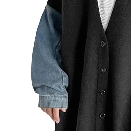 Men's Color block Shawl Collar Cardigan Long Sleeve V Neck Open Sweater Single Breasted Knitted Cardigan2