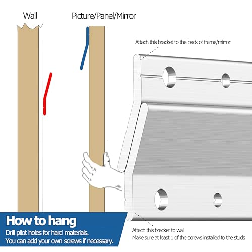 Image of French Cleat Picture Hanger kit 6 Inch 3 Pairs - Aluminum V Z Clips Interlocking Wall Mounting Bracket Hardware Kit - Z Bar Hanger for for Hanging Wall Painting, Mirrors, Artwork