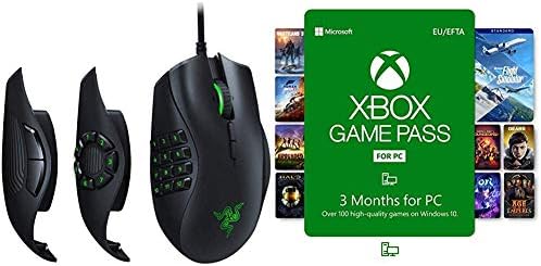 Razer Naga Trinity - MOBA / MMO Gaming Mouse (3 Interchangeable Side Plates, 16,000 DPI 5G Optical Sensor, Up to 19 Programmable Buttons) + Xbox Game Pass for PC (3 Months)