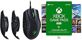 Razer Naga Trinity - MOBA / MMO Gaming Mouse (3 Interchangeable Side Plates, 16,000 DPI 5G Optical Sensor, Up to 19 Programmable Buttons) + Xbox Game Pass for PC (3 Months)
