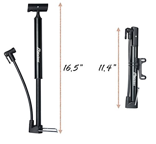Bike Pump,Compatible With Presta And Schrader Valve Portable Bicycle Pump,Aluminum Alloy Floor Bicycle Air Pump,Compact Mini Bicycle Tire Pump,Bonus Bike Patch Kit,Black #TOP4
