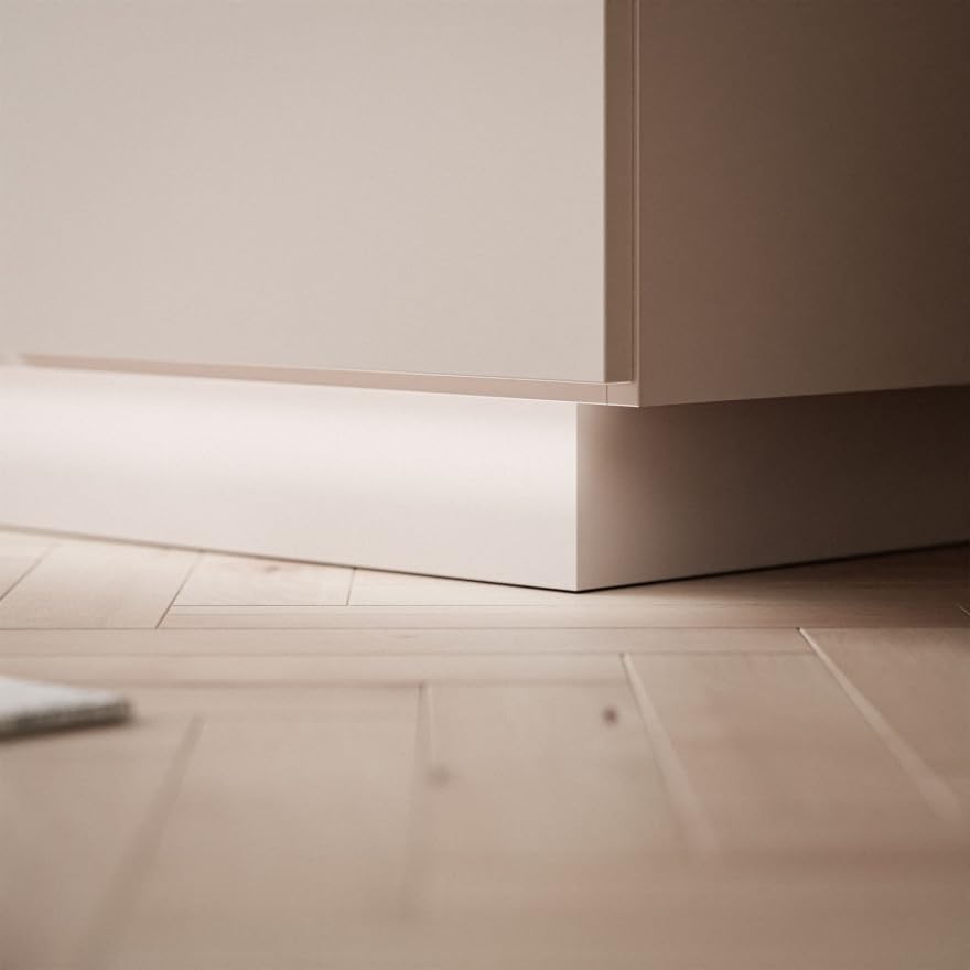 Lookway Kommode LINA Kaschmir II 1D4S mit LED-Beleuchtung, auf Sockel, Push-to-Open oder Griffe, 138x84x40 cm (Push-to-Open System)