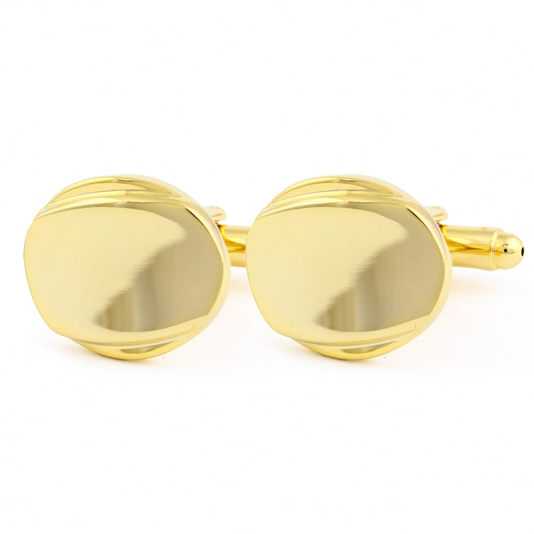 peluche Men's Minimal Metal Design Cufflinks - Gold-picture-1