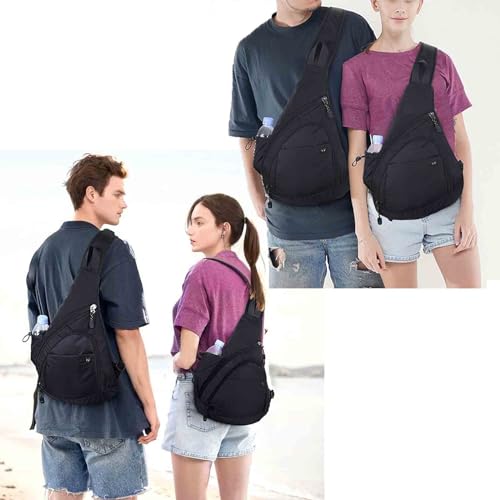 Sling Bag for Women Men, Crossbody Backpack for Hiking Running, Fashionable Mens Fanny Pack Cross body, Outdoor Crossbody Men's Shoulder Bag,Travel Essentials Mens Bags (Black)3