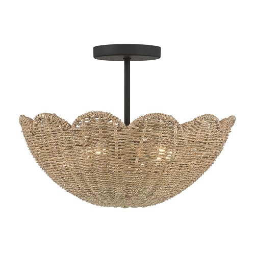 ML Lighting Malura 16" Wide 2-Light Semi-Flush Mount, Matte Black (Bulb Not Included) by ML Lighting - Used condition - Image 2