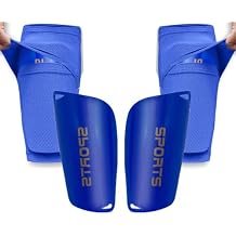 Soccer Shin Guards for Kid Youth Teen Adult - Shin Guards Sleeves with Inserted Pocket Cushion Protection Reduce Shocks and Injuries for TeamSports Blue, Medium