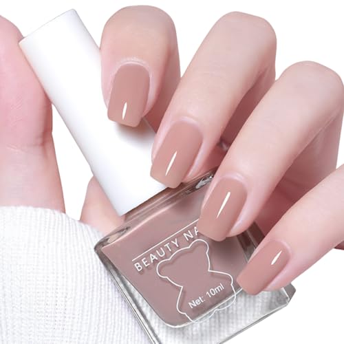 Nude Nail Polish - Milk Tea Color Nail Varnish - Natural & Breathable nail Polish - Quick Dry&Long Lasting nail Polish - No Need Cure Autumn Winter nail varnish Nude For DIY Nail Art Manicure At Home