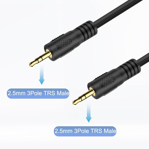 Cable TRS de 2.5 mm estéreo con transmisión sin pérdida y conectores macho para cámaras 6