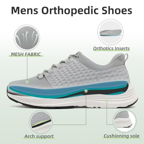 OrthoComfoot Men's Orthopedic Fashion Sneakers with Arch Support: Casual Plantar Fasciitis Walking Shoes for Flat Feet, Comfortable Orthotic Soft Thick Sole Sneakers for Foot and Heel Pain Relief3