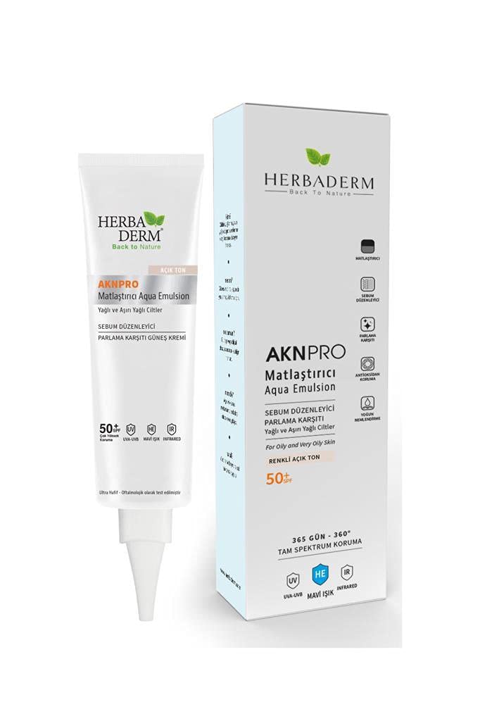 Herbaderm Aknpro Tam Spektrum Koruma Sebum Düzenleyici Yağlı Cilt Renkli Açık Ton