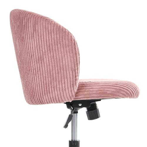 Sedia Da Ufficio Rosa Con Seduta E Schienale In Velluto A Coste, Girevole, Regolabile In Altezza, Moderna, Per Home Office - 7
