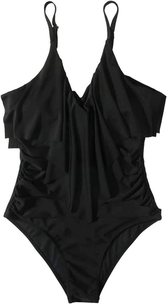 SUUKSESS Women Slimming Ruffle One Piece Swimsuits Ruched Tummy Control Bathing Suits - Image 4