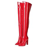  Giaro TRINKET Premium Stiefel für Damen - elegante High-Heels - Kniestiefel mit hohem Absatz - Damenstiefel - Stöckelschuhe für Frauen - erhältlich in 7 Farben (Rot Glanz, numeric_46)