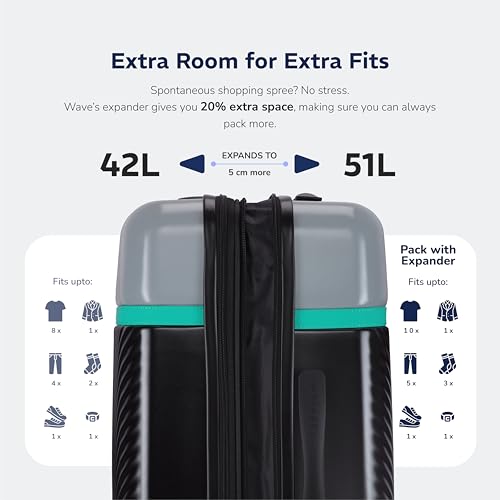 Image of Provogue Linea Hard-Sided PC 55 Cm Suitcase /Cabin Trolley Bag Small| Expandable Space with 8 Wheels Trolley Bags for Travel | Lightweight with TSA Lock | 3 Year Warranty (Galaxy Black)