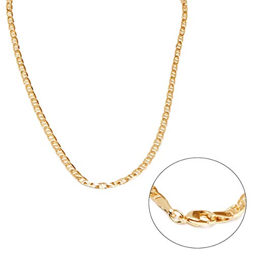 Barzel Womens Gold Chain Necklace 18K Gold Plated Flat Mariner/Marina 3.5Mm Chain Necklace (3.5Mm Gold, 24) #TOP5