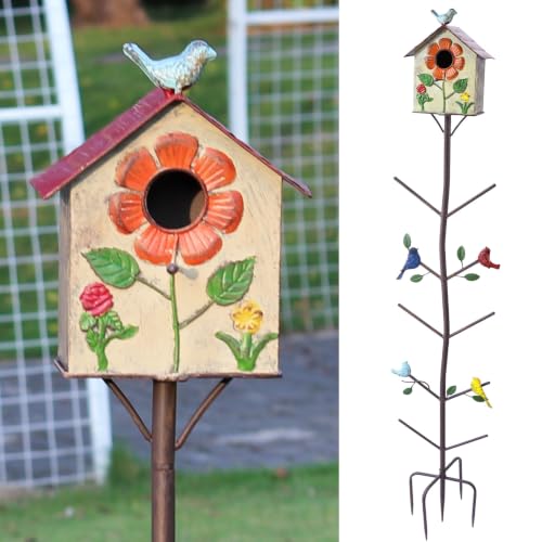 Image of 58 inch H Bird House Bottle Tree,Bottle Trees for the Garden Outside