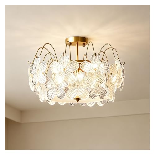 Lámpara decorativa de cristal floral con refinada pantalla de pétalos