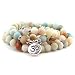GVUSMIL 108 Mala Beads Matte Amazonite Wrap Bracelet OM Pendant Necklace