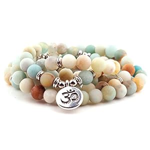 GVUSMIL 8mm 108 Mala Beads Wrap Bracelet Necklace for Yoga Charm Bracelet Natural Gemstone Jewelry for Women Men