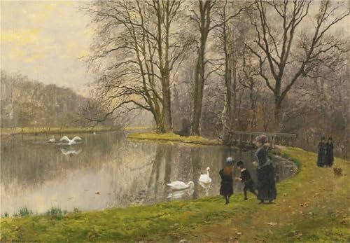 Promenade sur le lac Affiche Toile Firmin-Girard pour décoration salon chic