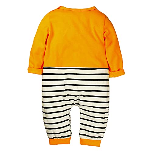 Image of Hopscotch Boys Polyester And Cotton Full-Sleeve Stripe Print Bodysuit in Yellow Color