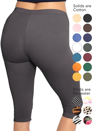 Image of STRETCH IS COMFORT Cotton Capri Leggings, Knee Length Pants, Plus Size | Soft pull-on comfort, lightweight summer feel, ankle option, casual layering, cotton leggings, black capris, under dresses