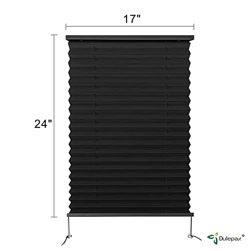 Image of Dulepax RV Pleated Shades, 17 inch W x 24 inch L Black, RV Window Blinds for Camper Travel Trailers Motorhome's Window