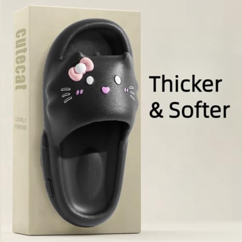 Cat Slippers Women Cute Kitty Pillow Slides Thick Sole Kawaii Non Slip Quick Drying Preppy Shower Bathroom Sandals Outdoor4