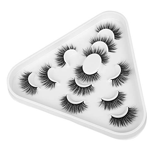 Pawotence 6D Faux Mink Eyelashes Pack Wispy Fluffy 19mm Long False Eyelashes 6 Pairs Multilayered soft Lightweight Reusable Handmade Fake Lashes Pack