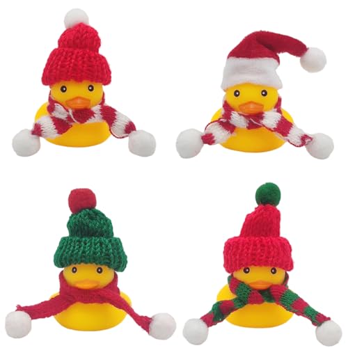 HAMKU 4 Pezzi paperella di gomma natalizie, Mini paperelle, C