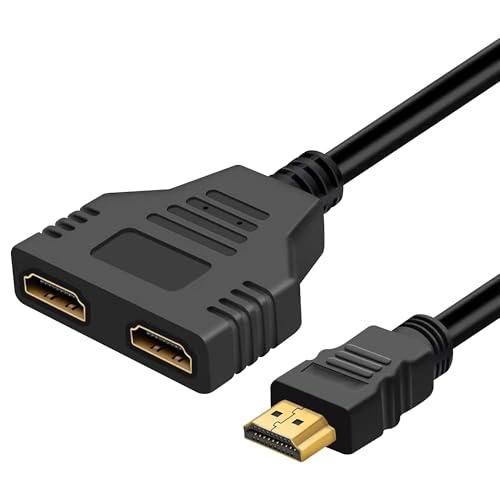 HDMI Double Adapter HDMI Splitter Adapter, HDMI Splitter 1 in 2 out, Hdmi Splitter for Dual Monitors, HDMI Splitter Cable 1080p HDMI Male to Dual HDMI Female 1 to 2 Way for LCD, LED, TV Dual Monitors