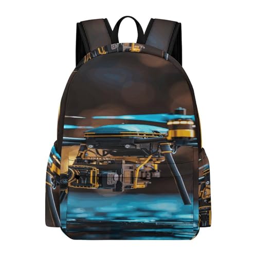 Drone Printed Backpack Water-Resistant Pack Stylish Bag Lightweight Travel Backpack