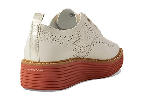Cole Haan Originalgrand Platform Wing Tip Oxford Egret Nubuck/Cinnabar 8 B (M)