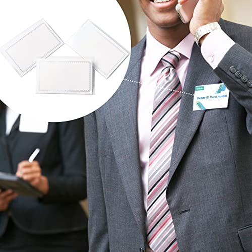 Anjmd 60 Pcs Pin Style Combi Clip Horizontal Name Badge Holders Clear Plastic Horizontal Name Badge Soft Name Holders With Metal Clips And Pins Id Card Holders With Inserts Fit Card (2.2X3.54 Inch) #TOP3