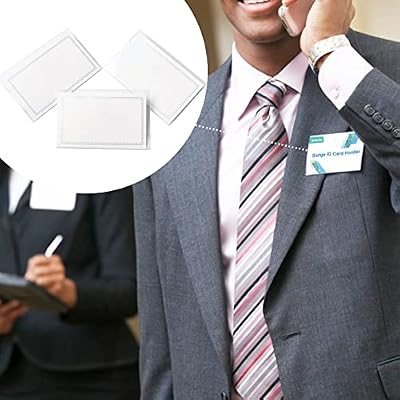 Anjmd 60 Pack Pin Style Combi Clip Horizontal Name Badge Holders ID Card Holders with Inserts Fit Card (3.52.12 inch)